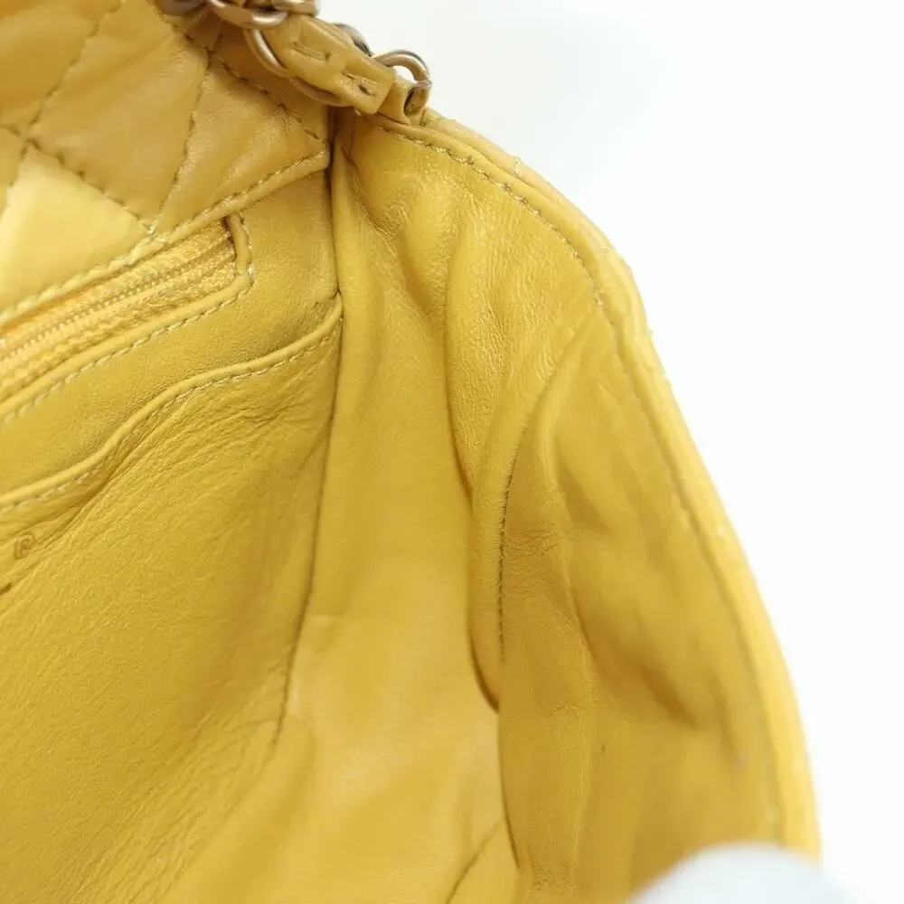 Chanel Mini Matelasse Lambskin 16 Chain Shoulder Bag Yellow Gold